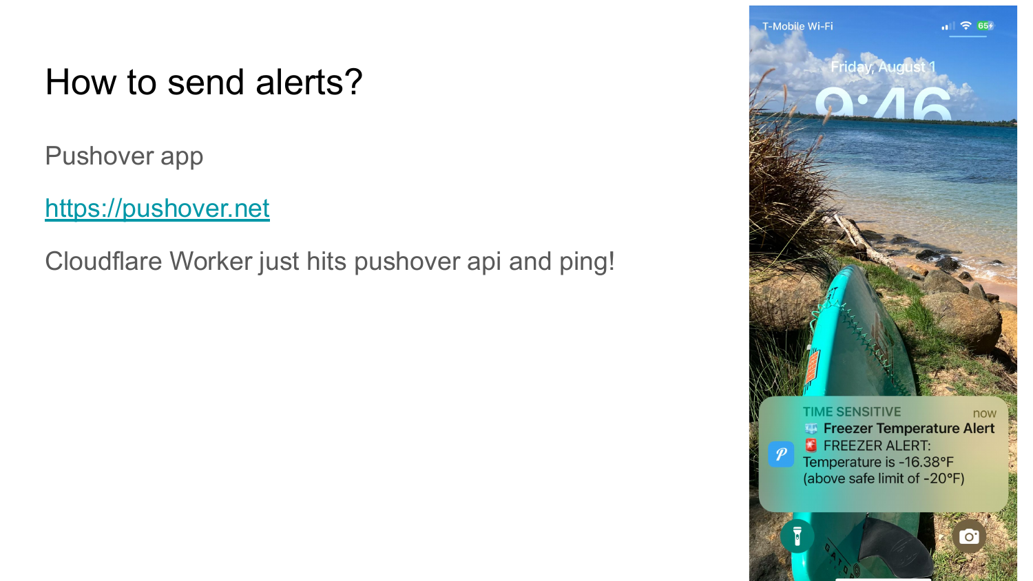 Pushover integration diagram for the alerts