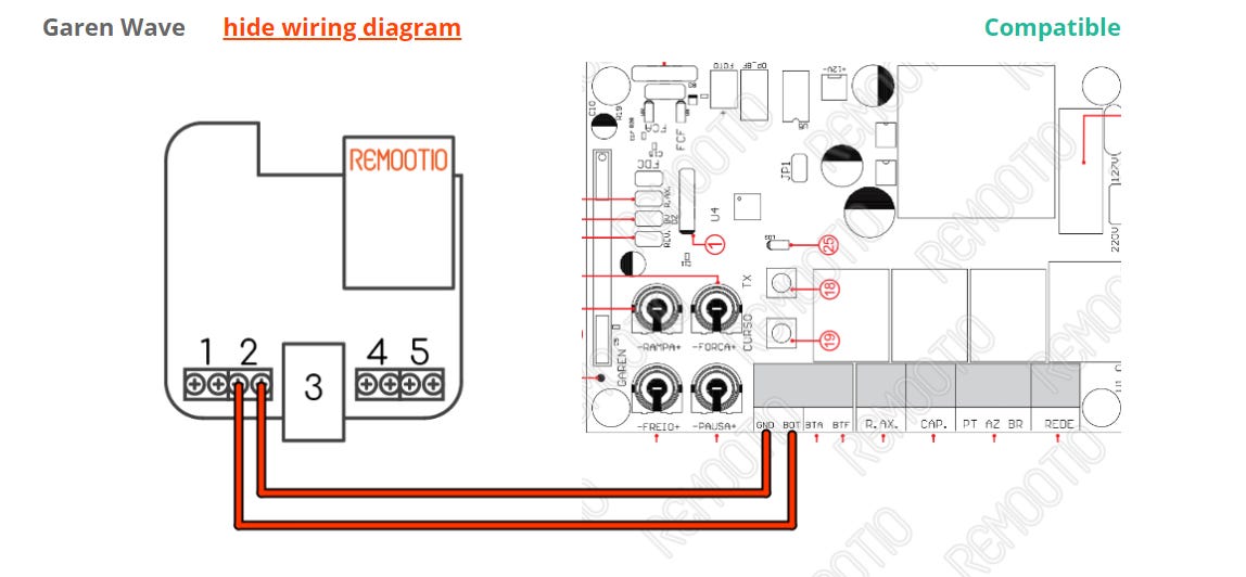Wiring diagram from Remootio support